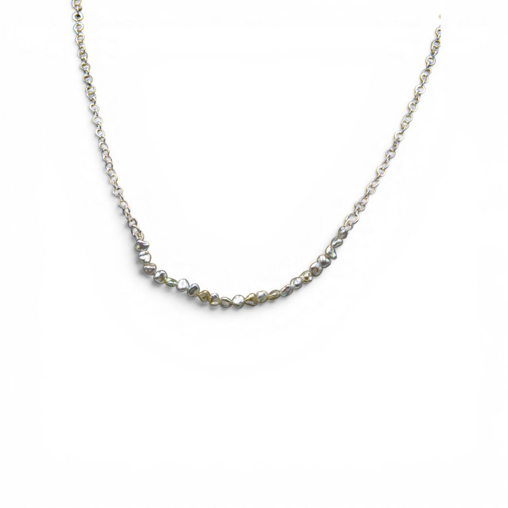 Small Freshwater Pearl Silver Plated Chain Necklace