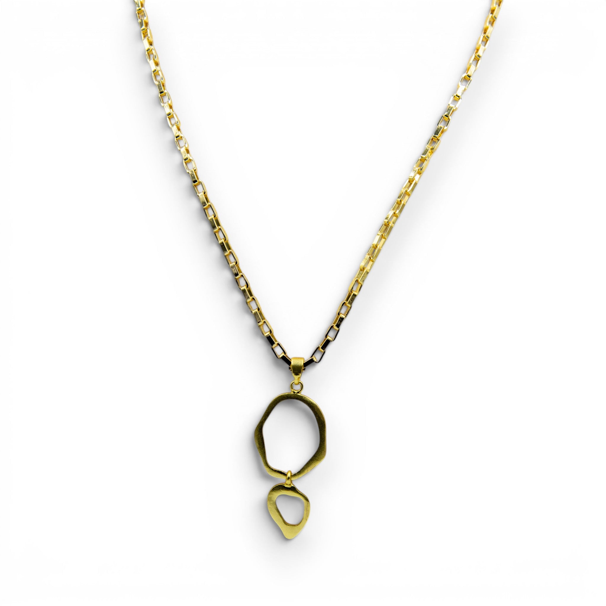 Wavy Dual Loop Flash Gold Plated Brass Pendant