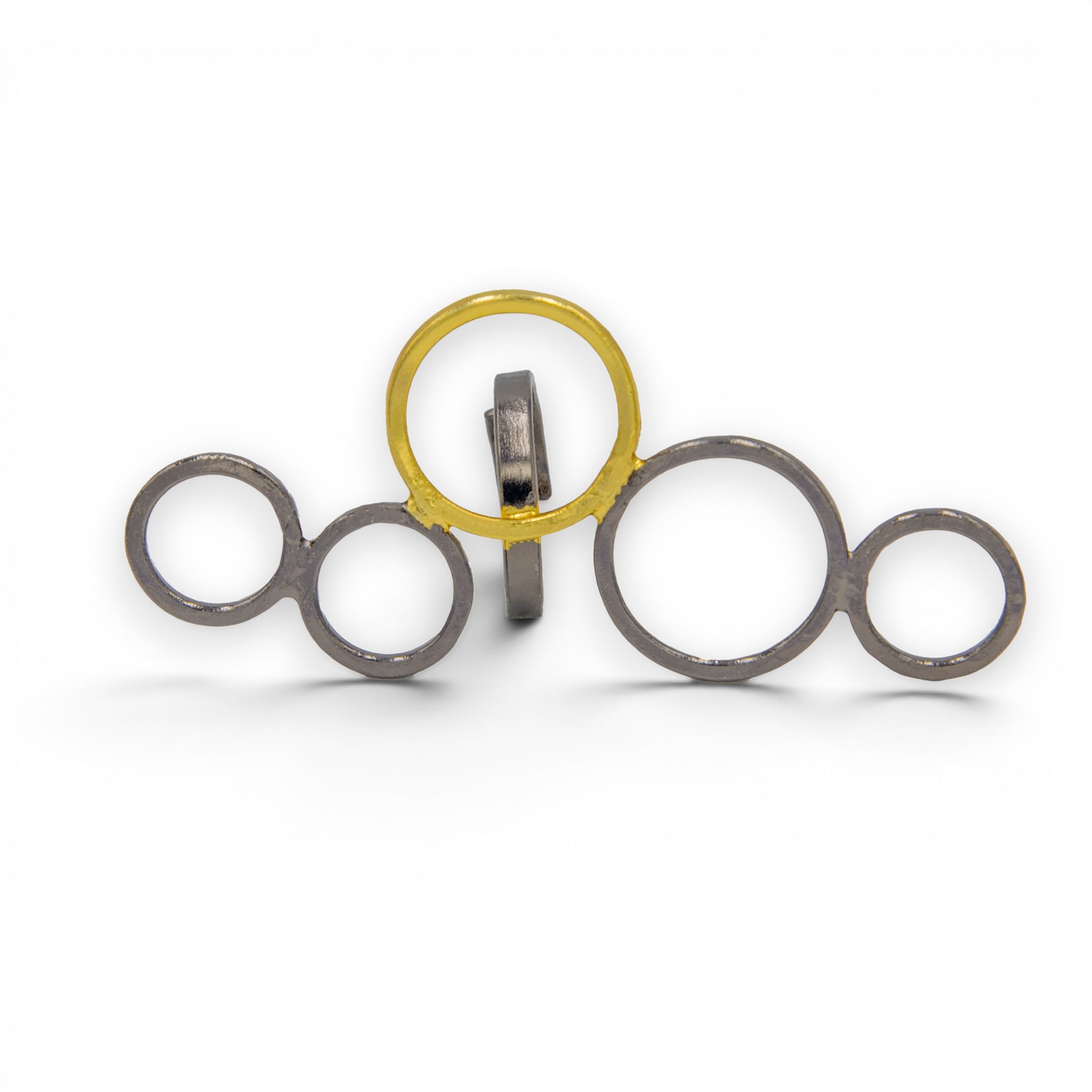 Penta Ring Brass Dual Colour Plated Adjustable Ring