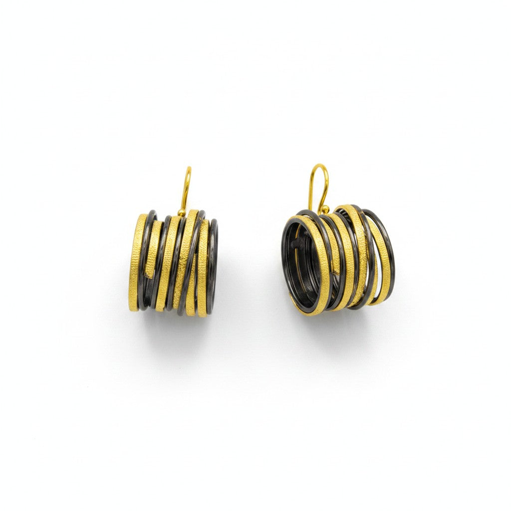 Swirl Wire Brass Dual Colour Plated Hoop Earring