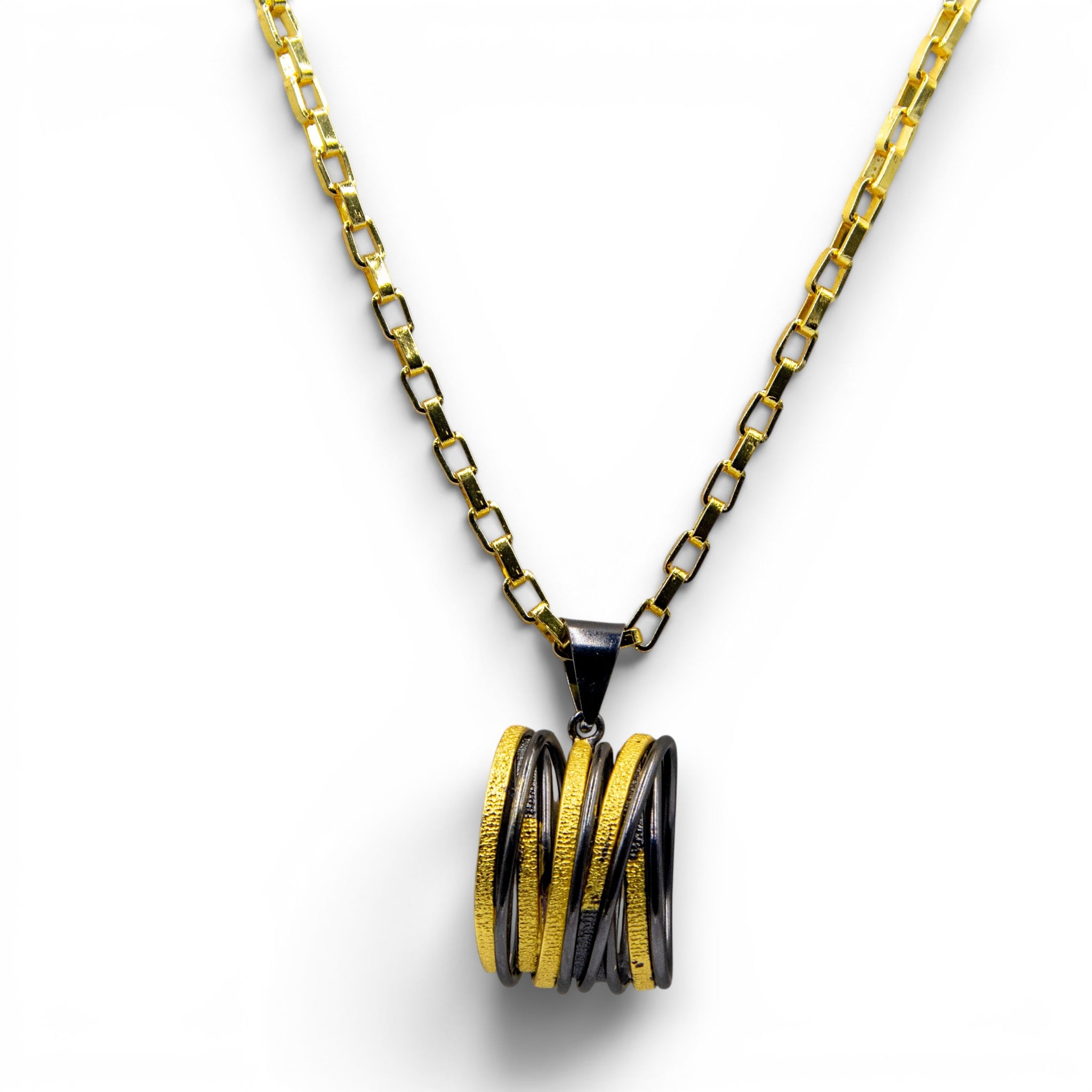 Swirl Wire Brass Dual Colour Plated Pendant