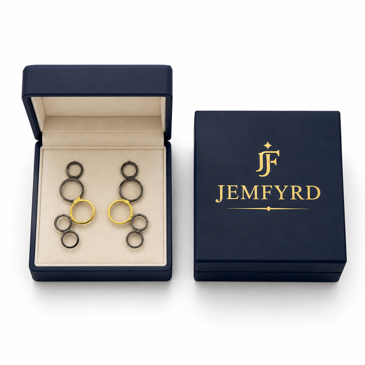 Penta Ring Brass Dual Colour Plated Stud Earring