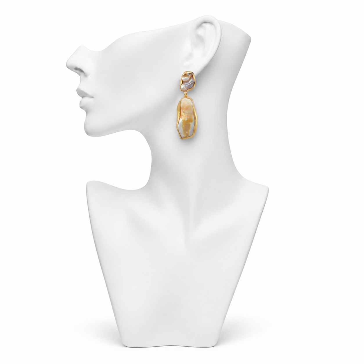 Baroque Pearl Rough Gemstone Stud Earring