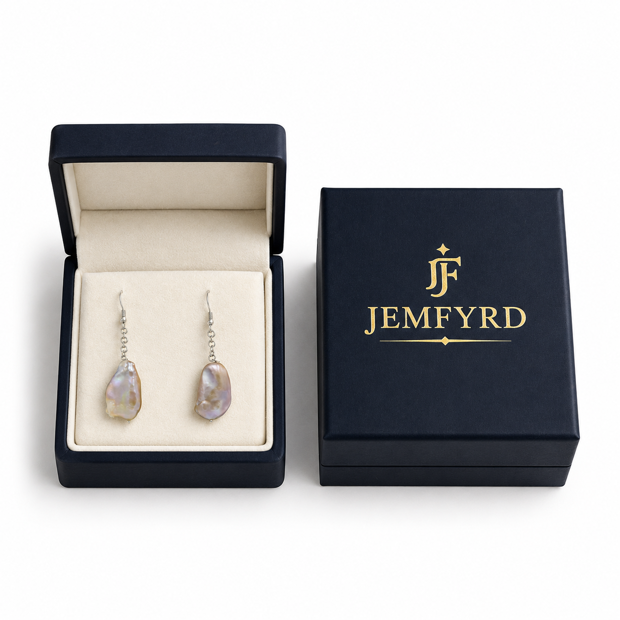Natural Rainbow Pearl Silver Plated Dangler Hook Earring