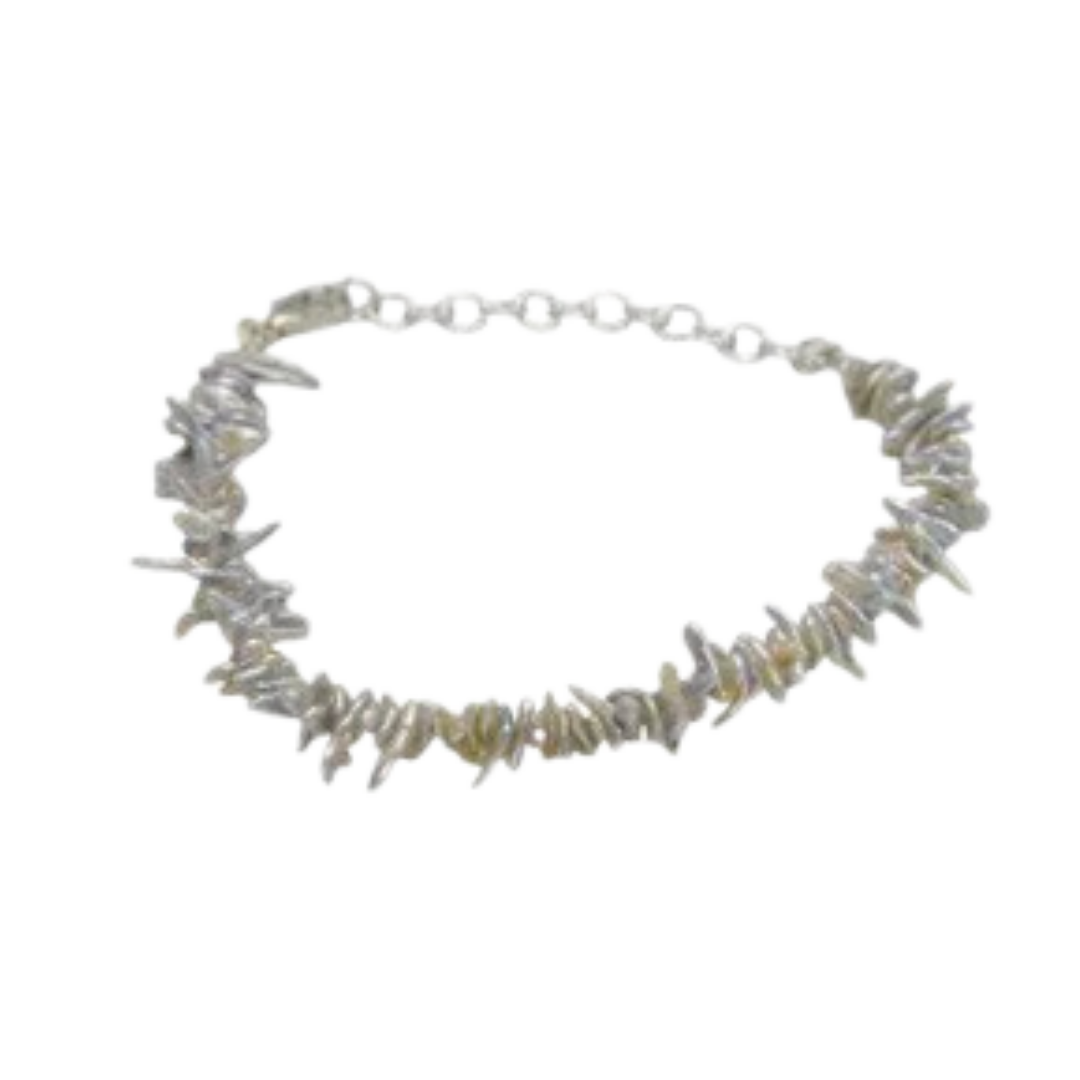 Rainbow Pearl Silver Plated Chain Bracelet