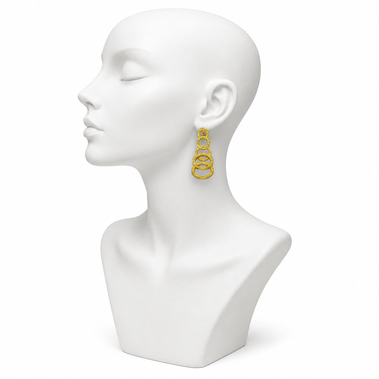 Hammered Gold Plated Round Stud Earring