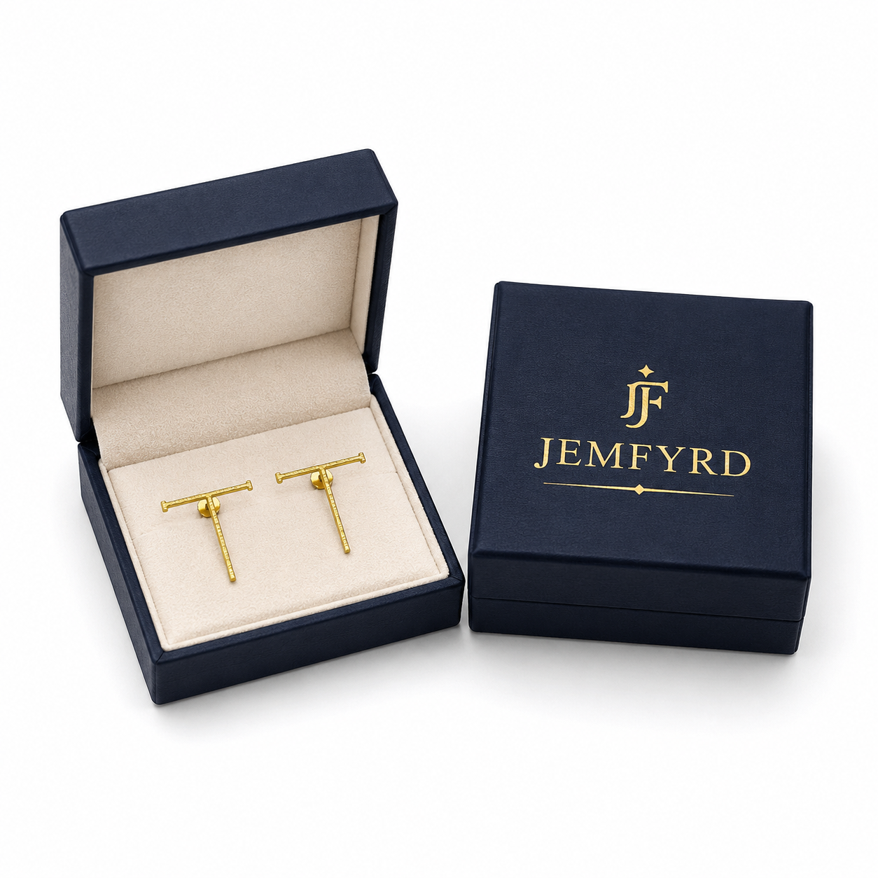 Alphabet "T" Hand Beaten Brass Earrings