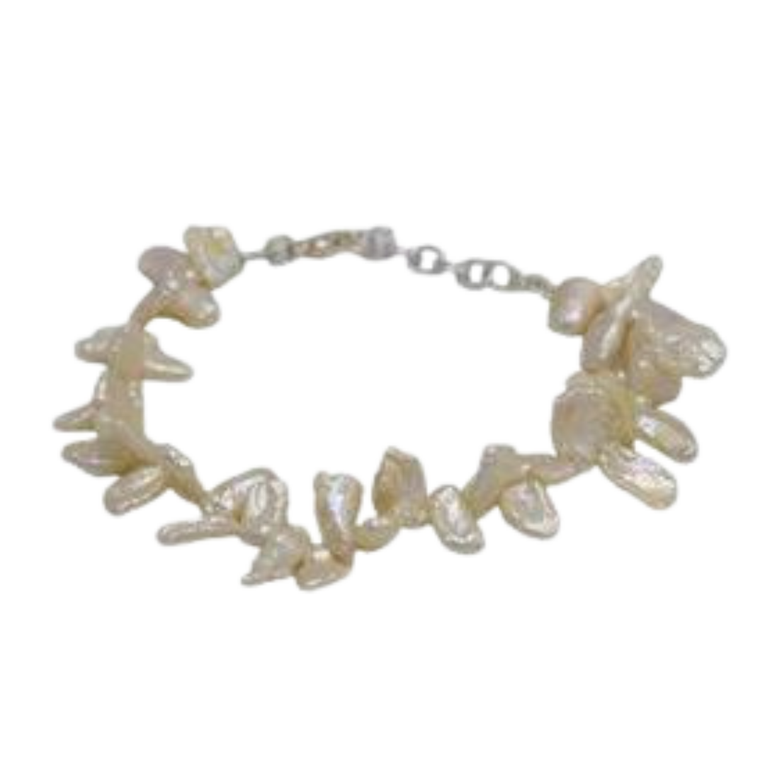Baroque Pearl Silver Plated Chain Bracelet