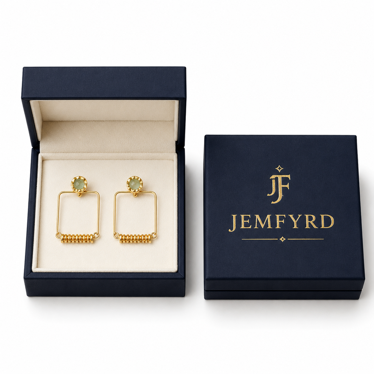 Agate Brass Flash Gold Plating Square Stud Earring