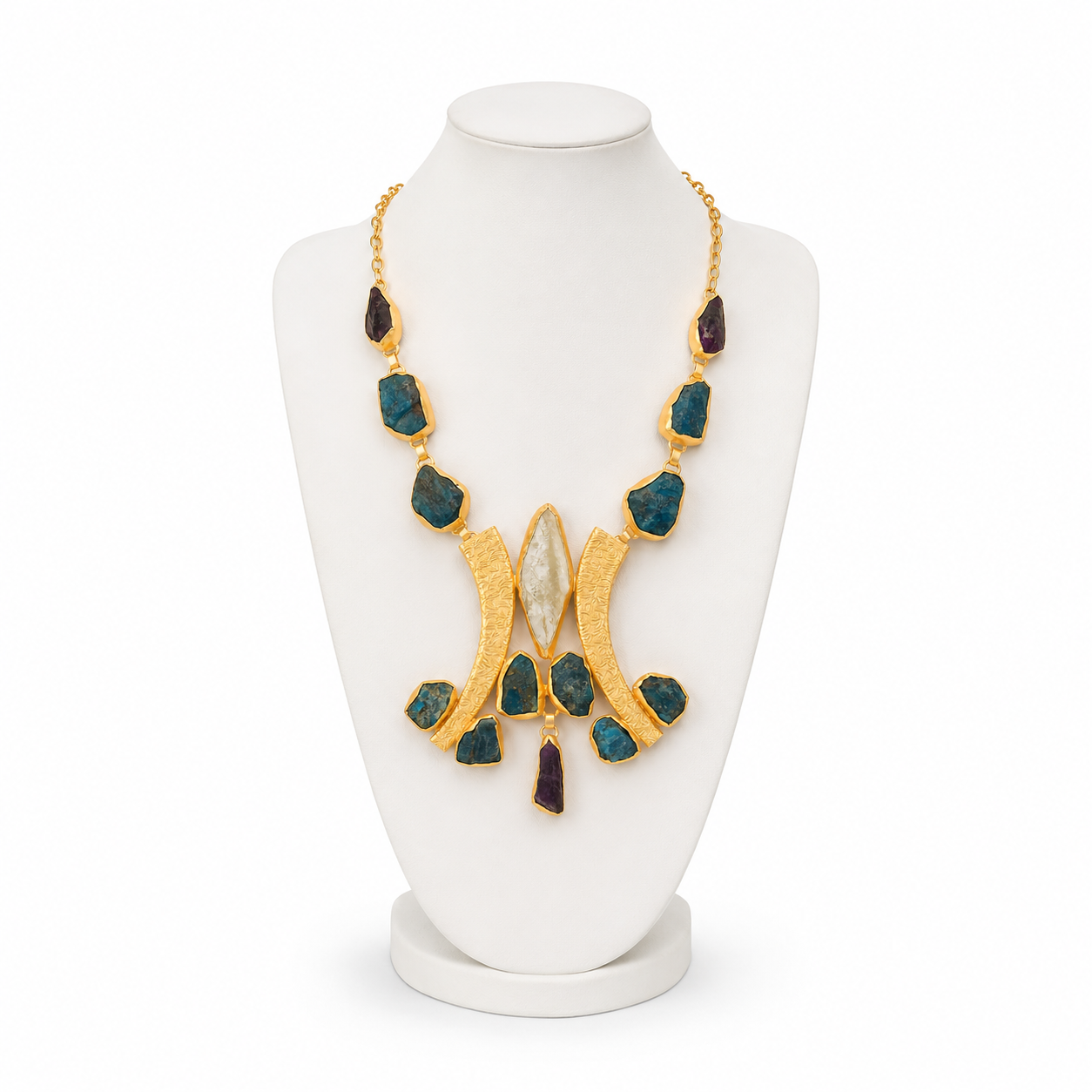 Apatite Amethystt, Green Amethystt Rough Gemstone Necklace