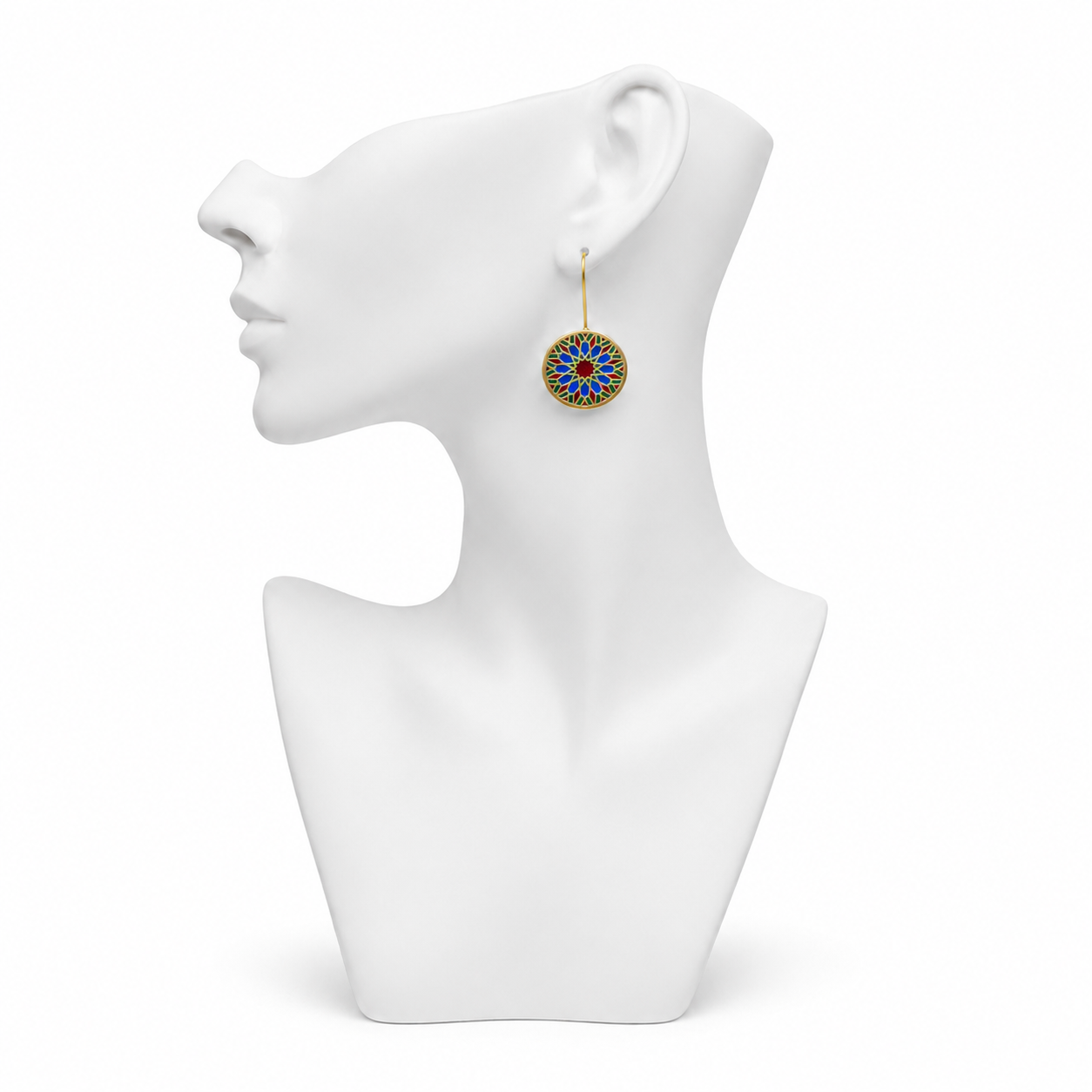 Plique A Jour Enameled Flash Gold Plated Earring