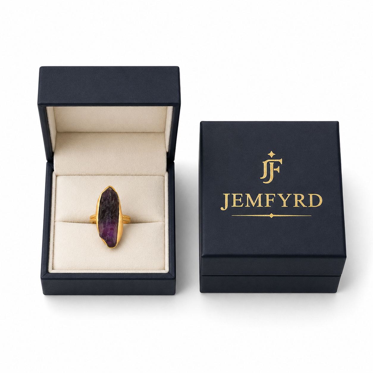 Amethystt Rough Gemstone Ring