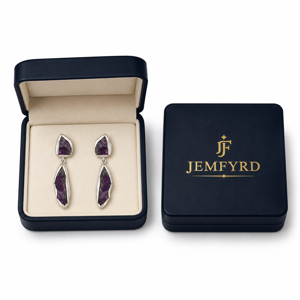 Amethystt Rough Gemstone Stud Earring