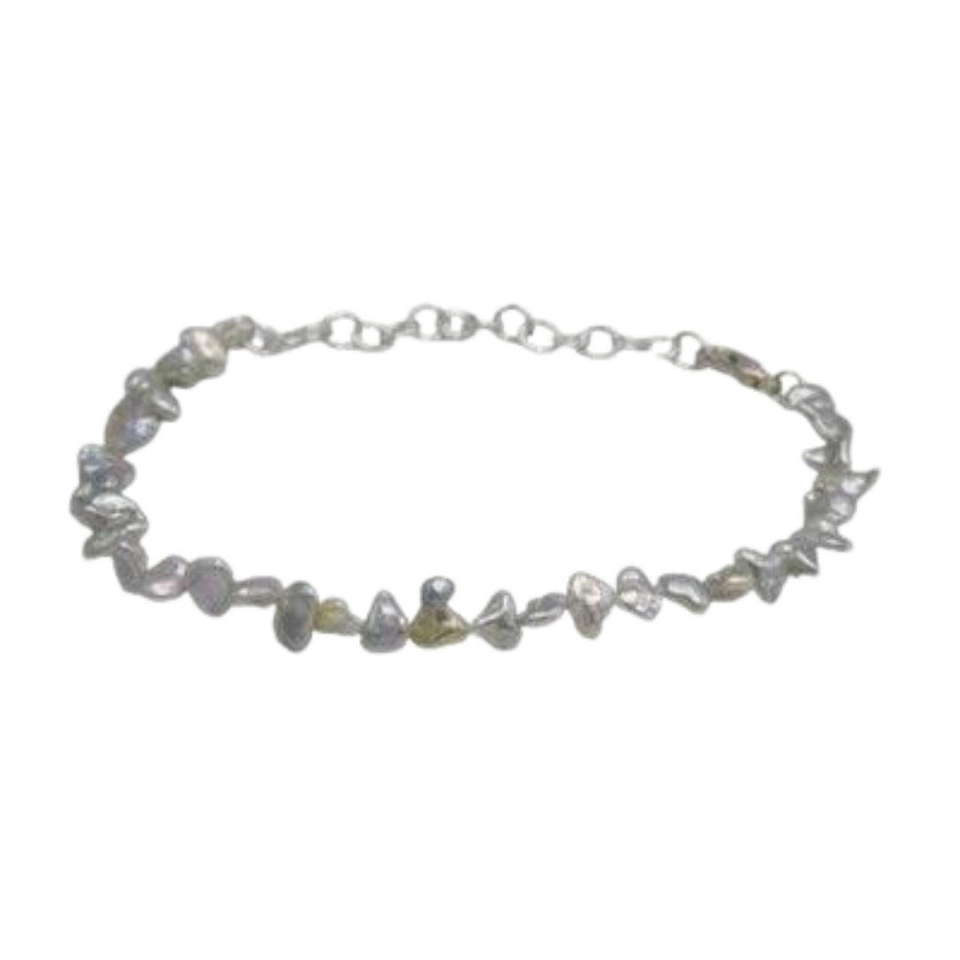 Fresh Water Pearl Silver Plated Chain Bracelet