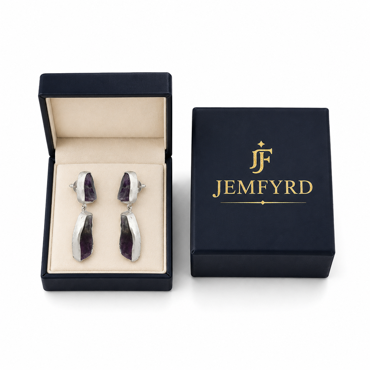 Amethystt Rough Gemstone Stud Earring