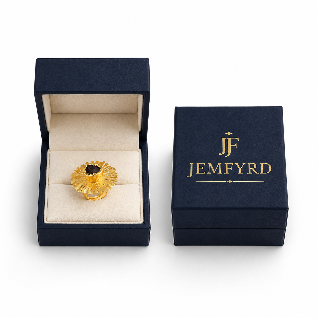 Aquamarine Brass Flash Gold Plating Floral Ring