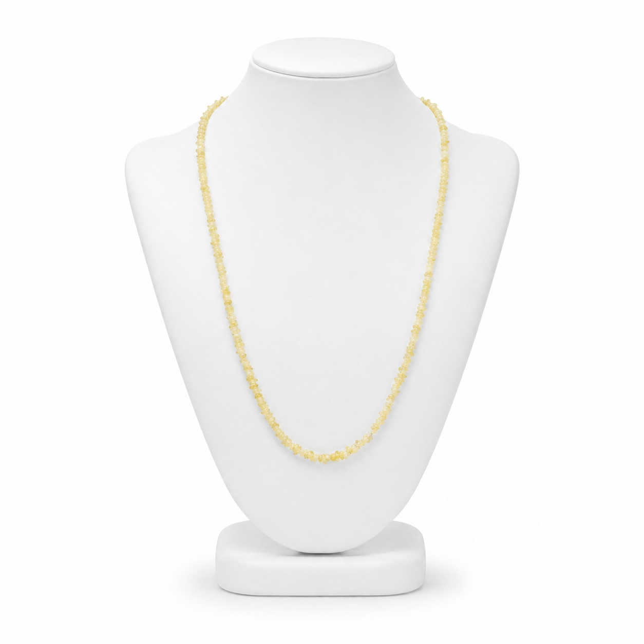 White Rough Diamond Bead Necklace with Silver Clasp