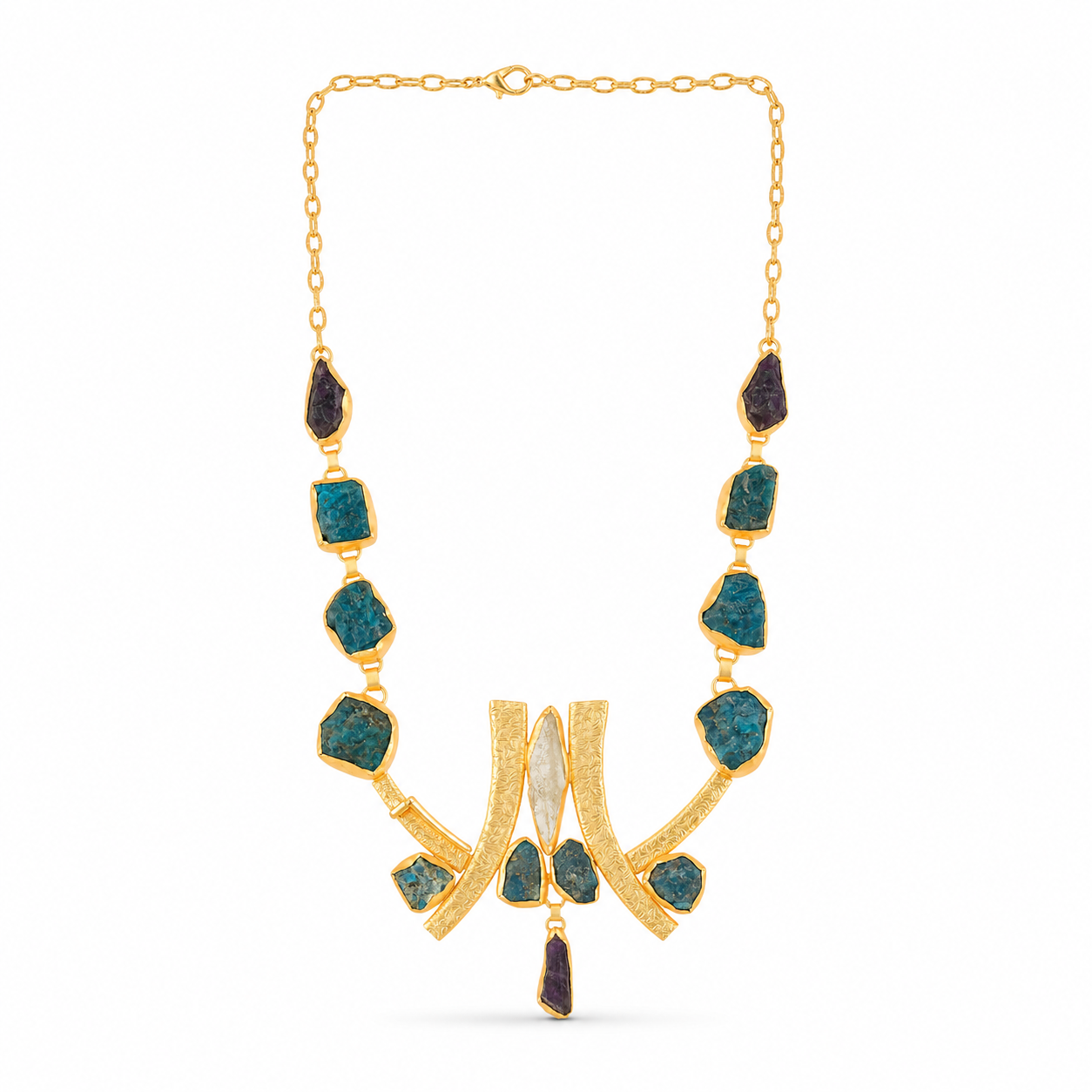 Apatite Amethystt, Green Amethystt Rough Gemstone Necklace