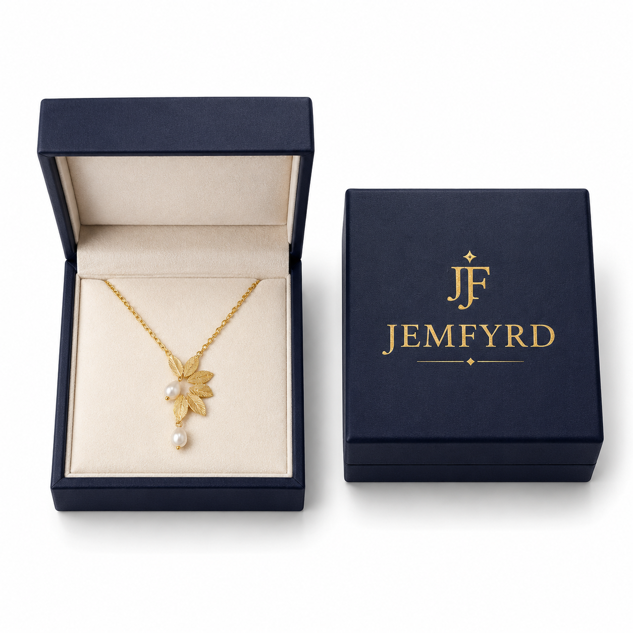 Pearl Brass Flash Gold Plating Leaf Necklace