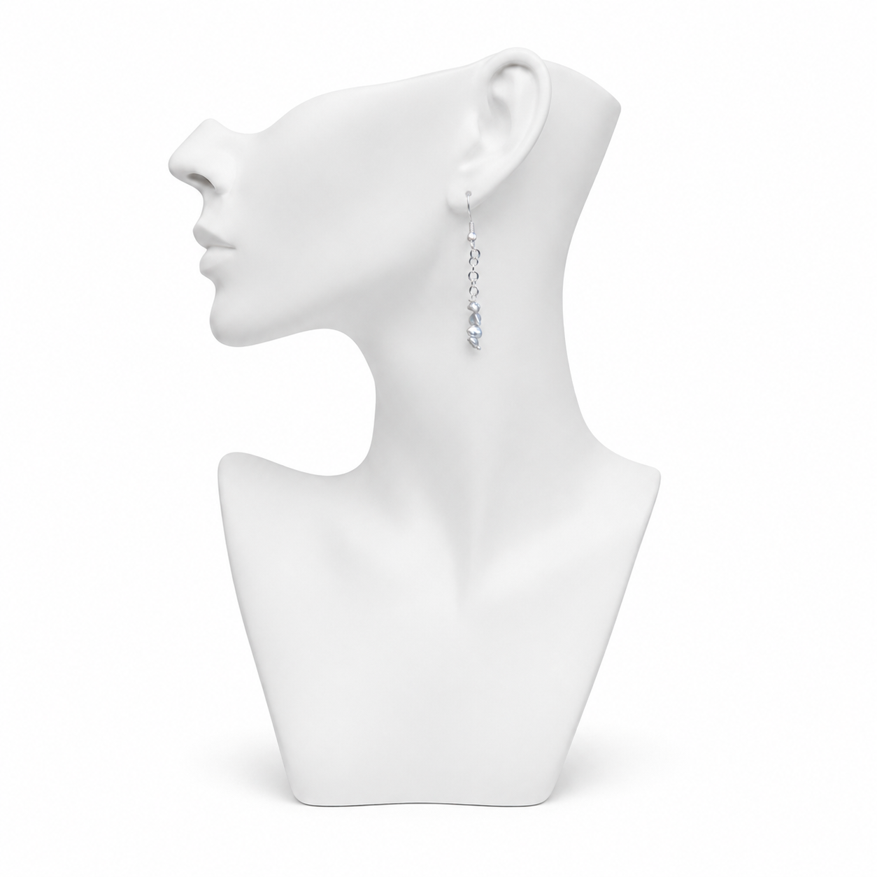 Natural Mabe Pearl Dangler Silver Plated Hook Earring