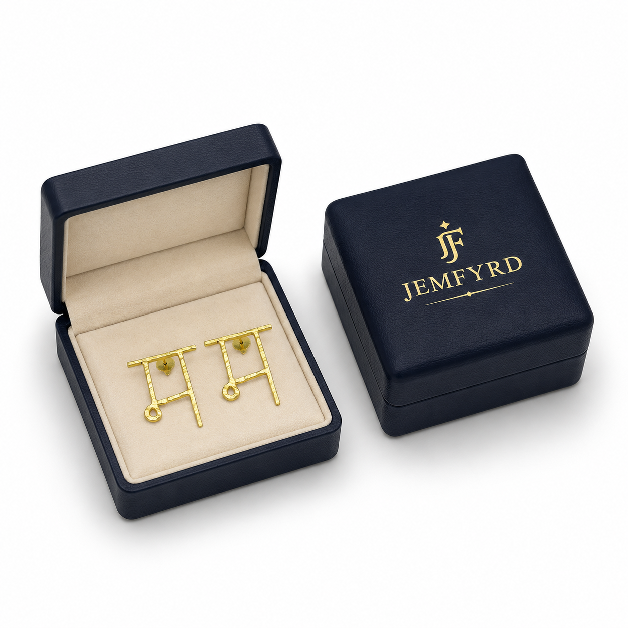 Alphabet "म" Hand Beaten Brass Earrings