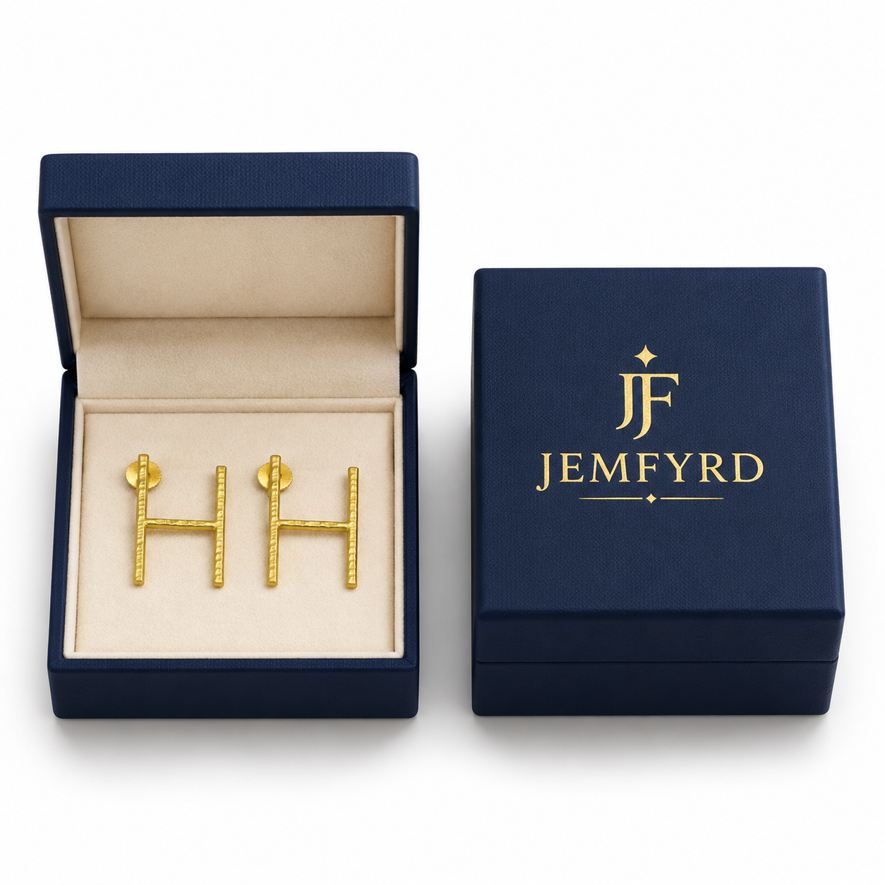 Alphabet "H" Hand Beaten Brass Earrings