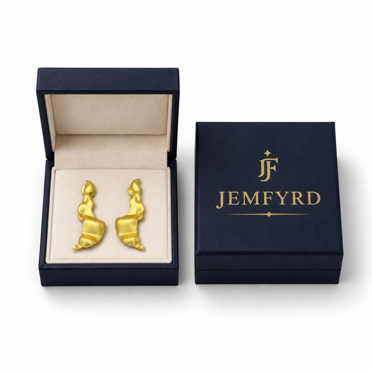 Sea Waves Gold plated Brass Stud Earring