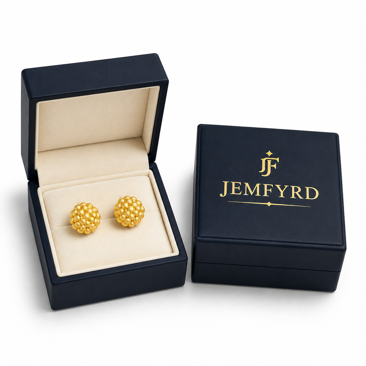 Bee Hive Hand Hammered Flash Gold Plated Brass Stud Earring