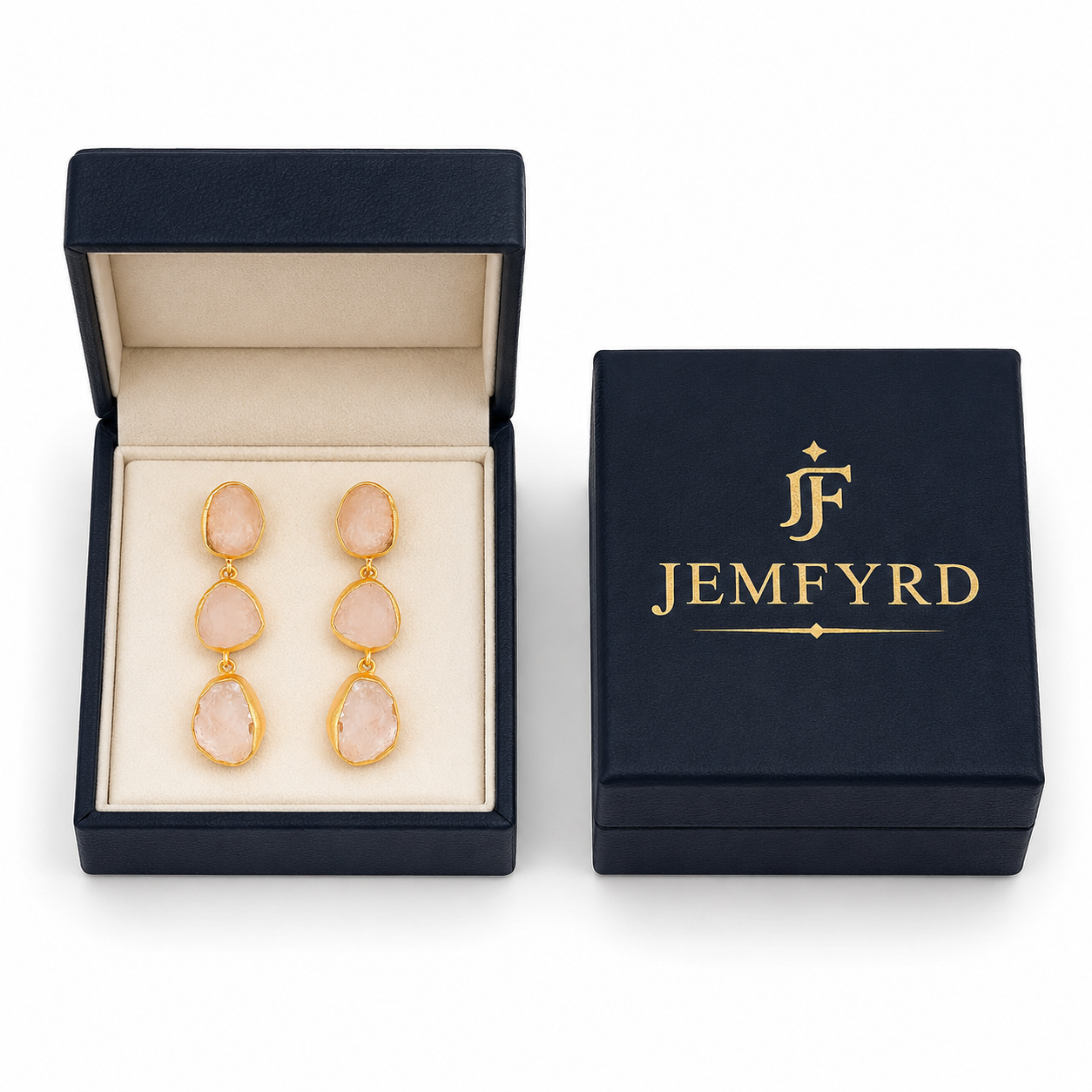 Rose Quartz Rough Gemstone Stud Earring