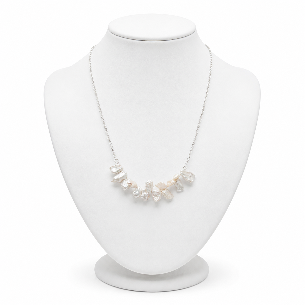 Natural Freshwater Pearl Silver Plated Chain Necklace