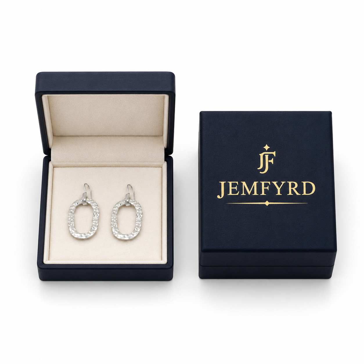 Hammered Oval Hoop Silver Earring
