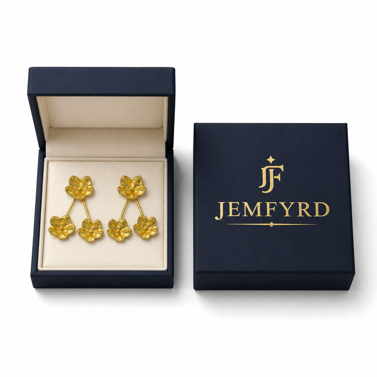 Tri-Flower Flash Gold Plated Stud Earring
