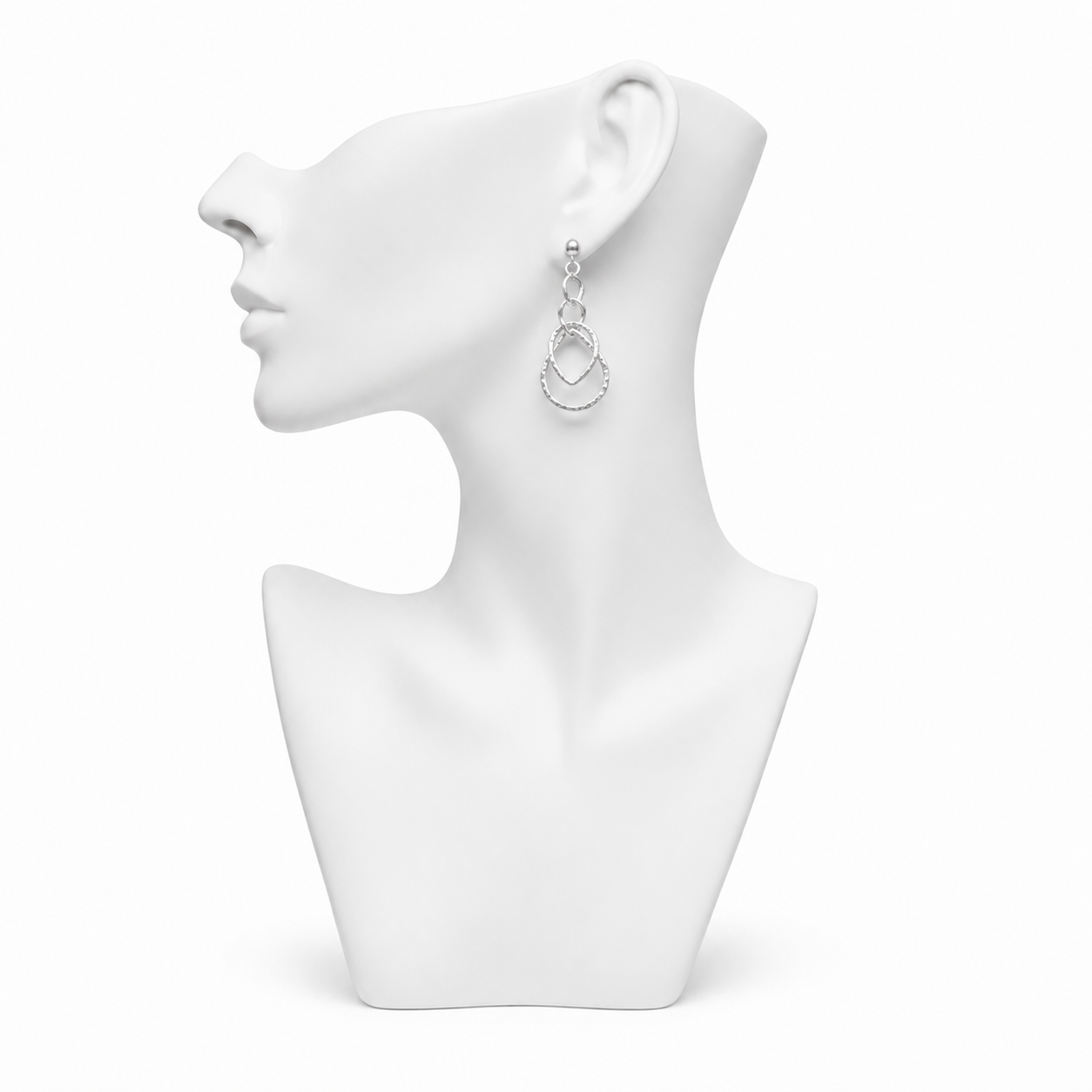 Intertwined Oval Silver Dangler Earring