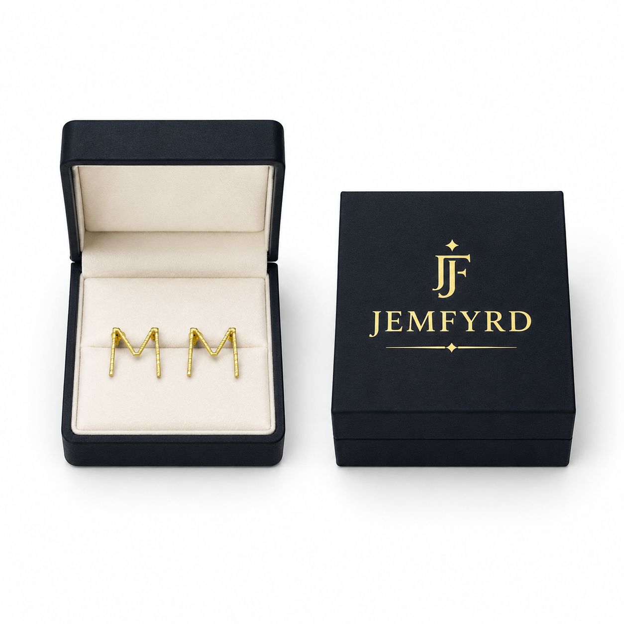 Alphabet "M" Hand Beaten Brass Earrings