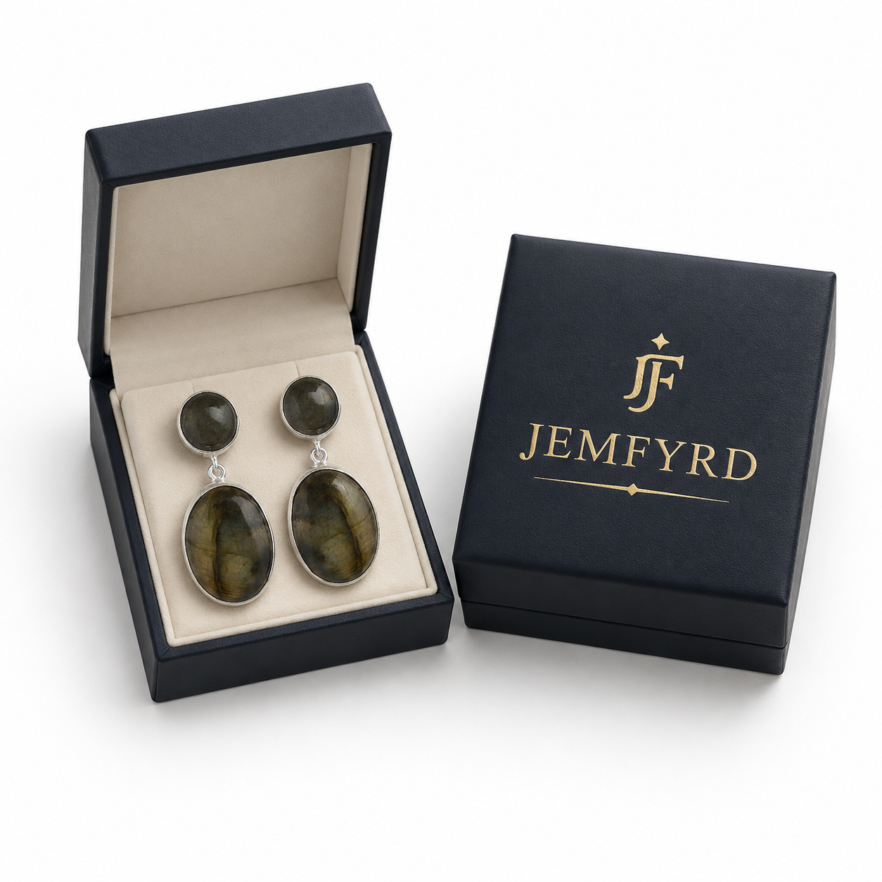 Labradorite Rough Gemstone Stud Earring