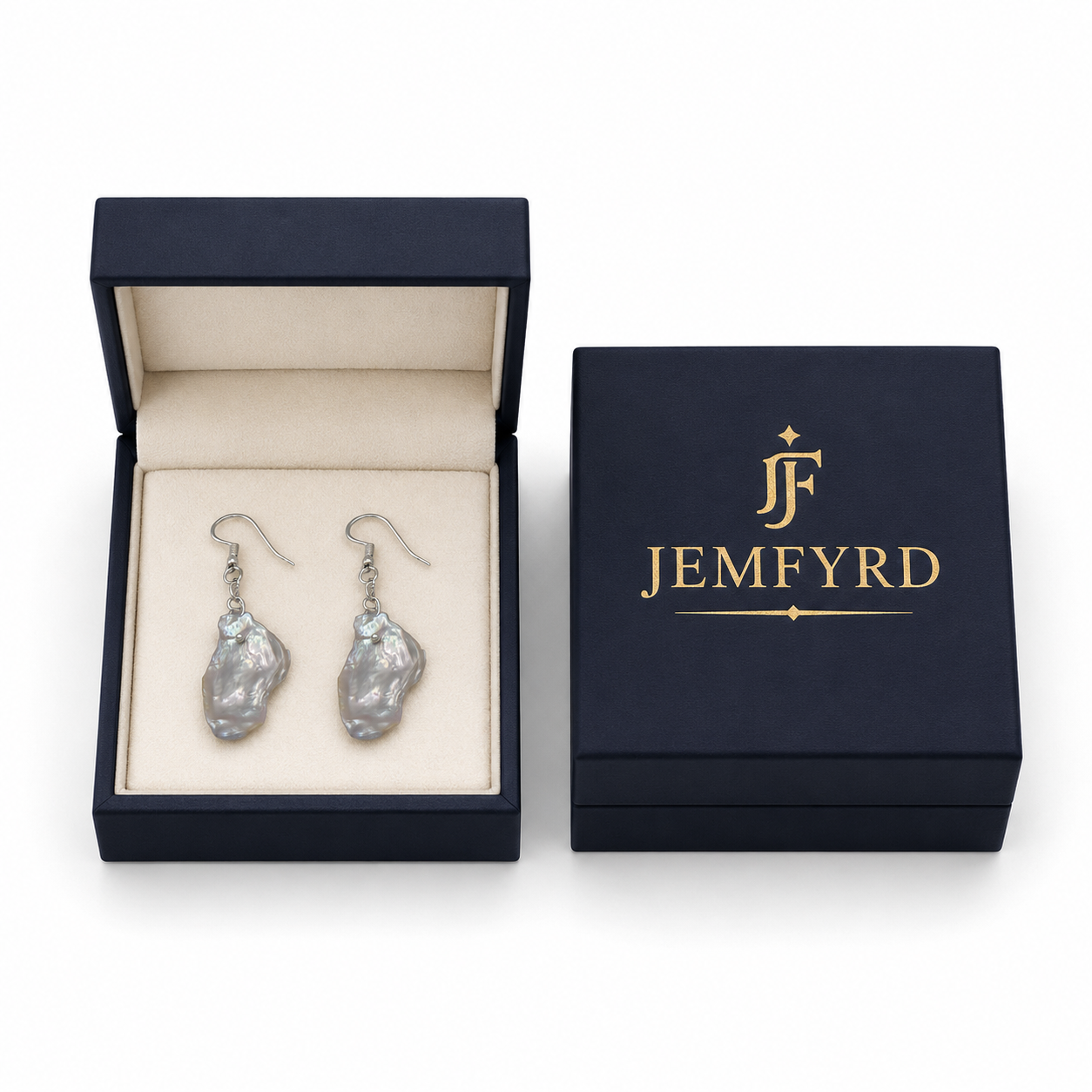 Natural Mabe Pearl Silver Plated Chain Dangler Hook Earring