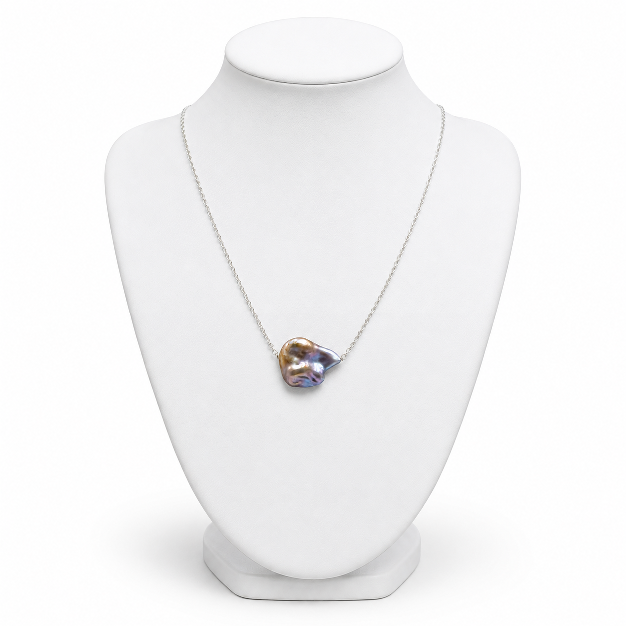 Natural Pearl Silver Plated Chain Pendant