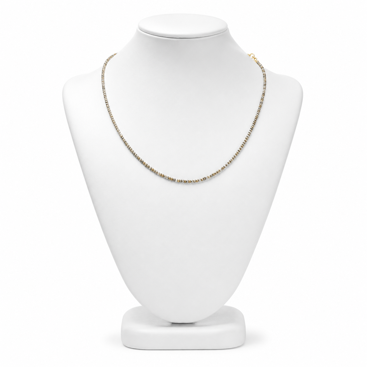 Big Grey Rough Diamond Bead Necklace with Silver Clasp