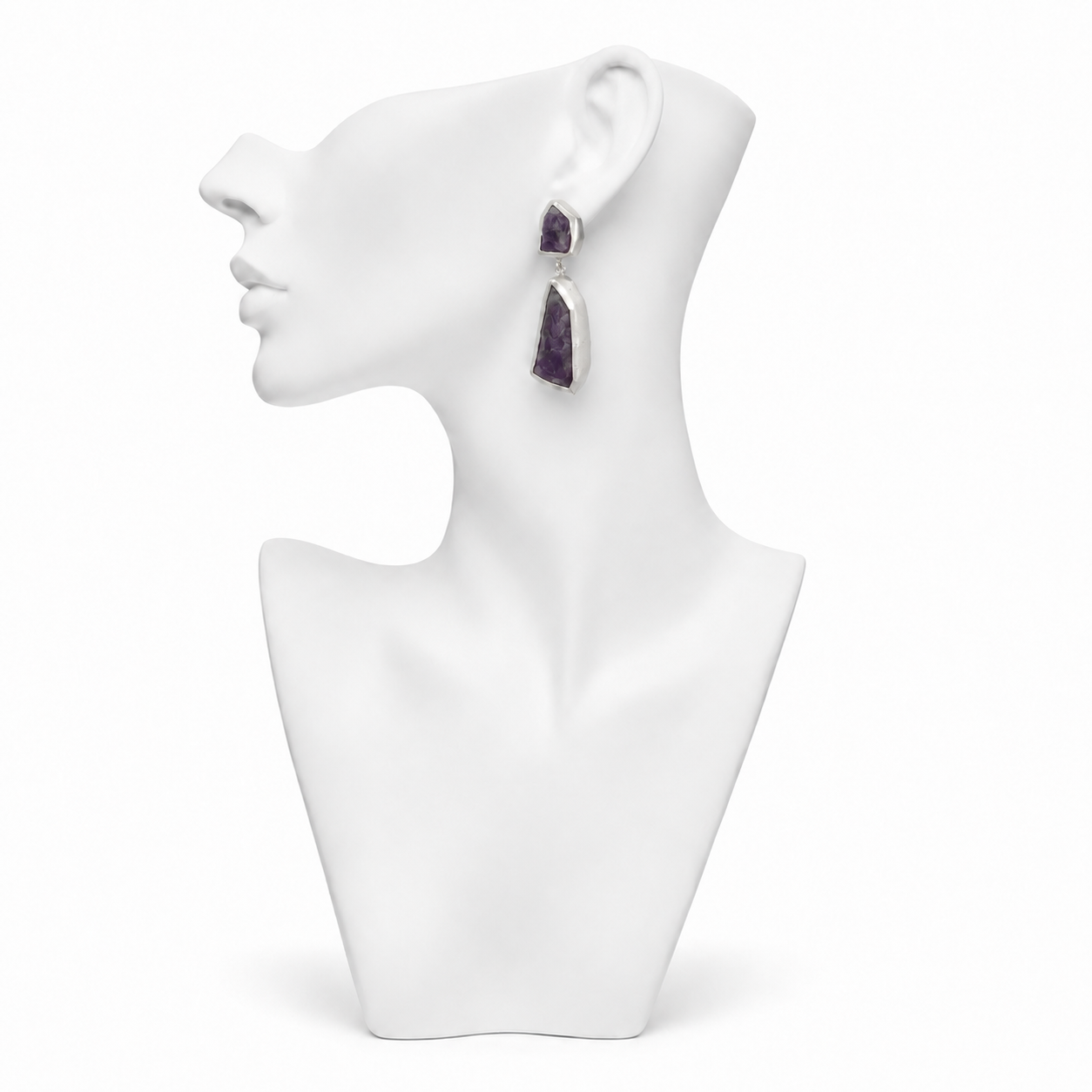 Amethystt Rough Gemstone Stud Earring