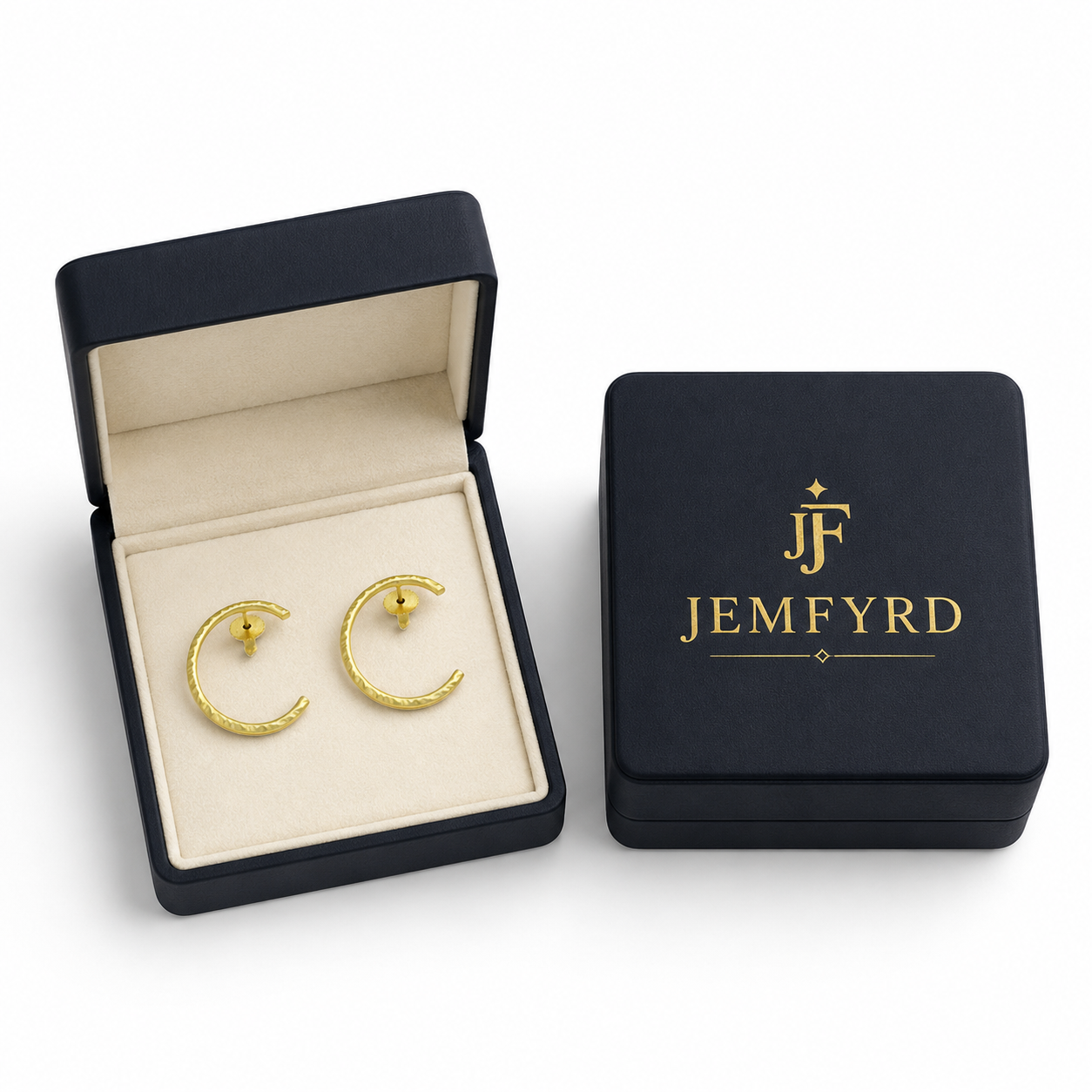 Alphabet "C" Hand Beaten Brass Earrings