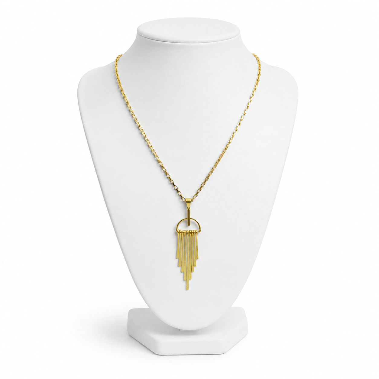Long Fringe Bohemian Style Flash Gold Plated Brass Pendant