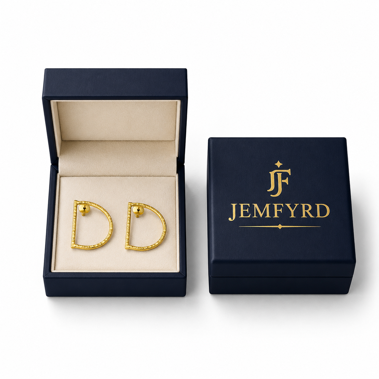 Alphabet "D" Hand Beaten Brass Earrings