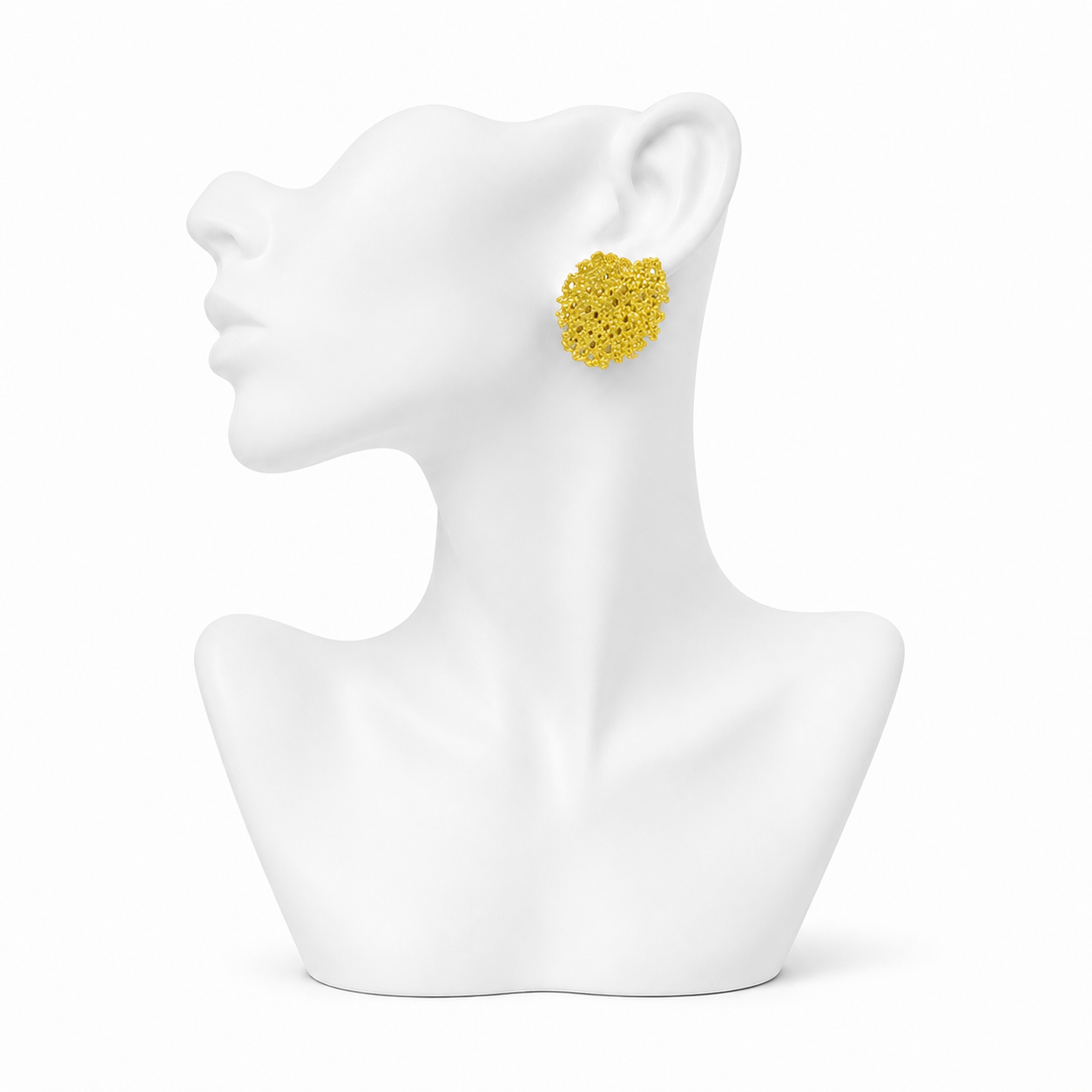 Uneven Amoeba Shaped Flash Gold Plated Brass Stud Earring