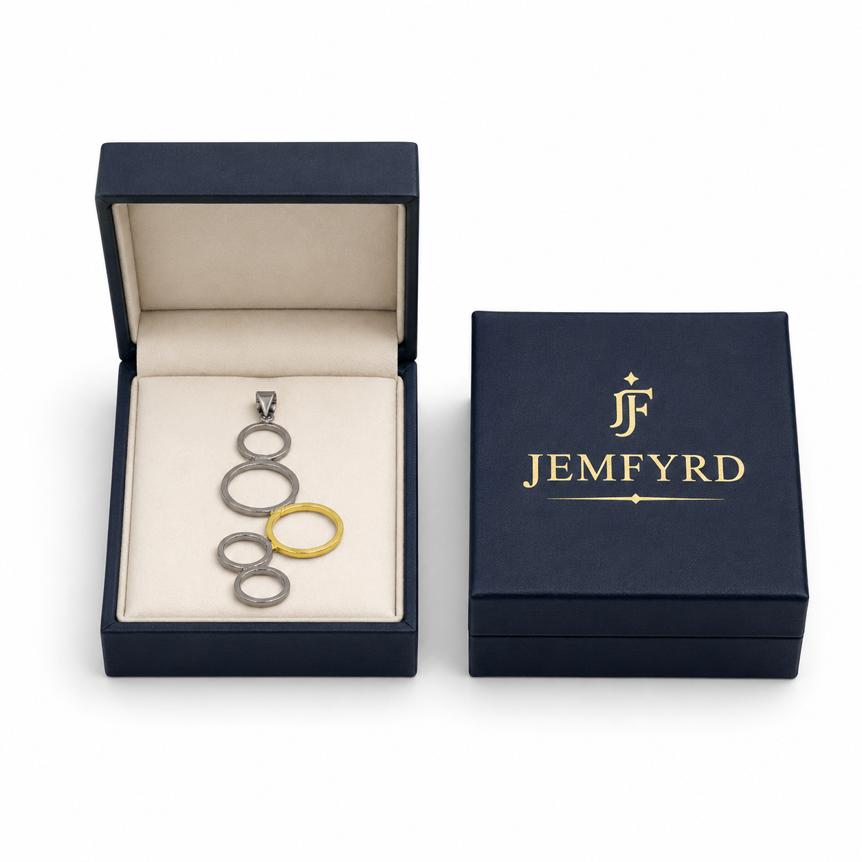 Penta Ring Brass Dual Colour Plated Pendant
