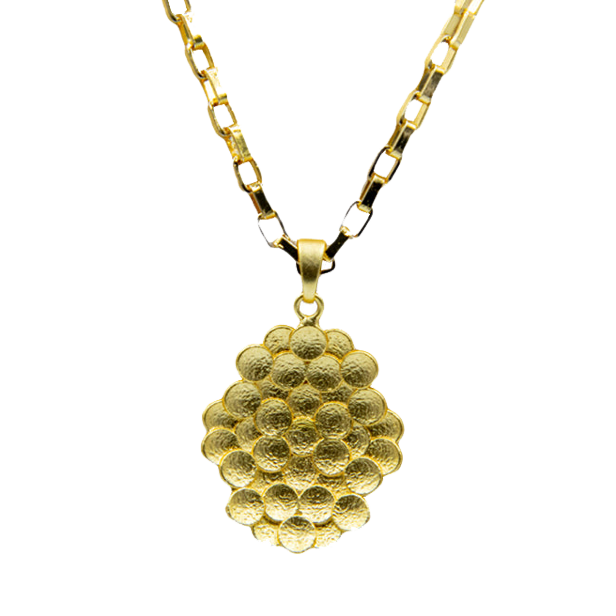 Bee Hive Hammered Brass Pendant