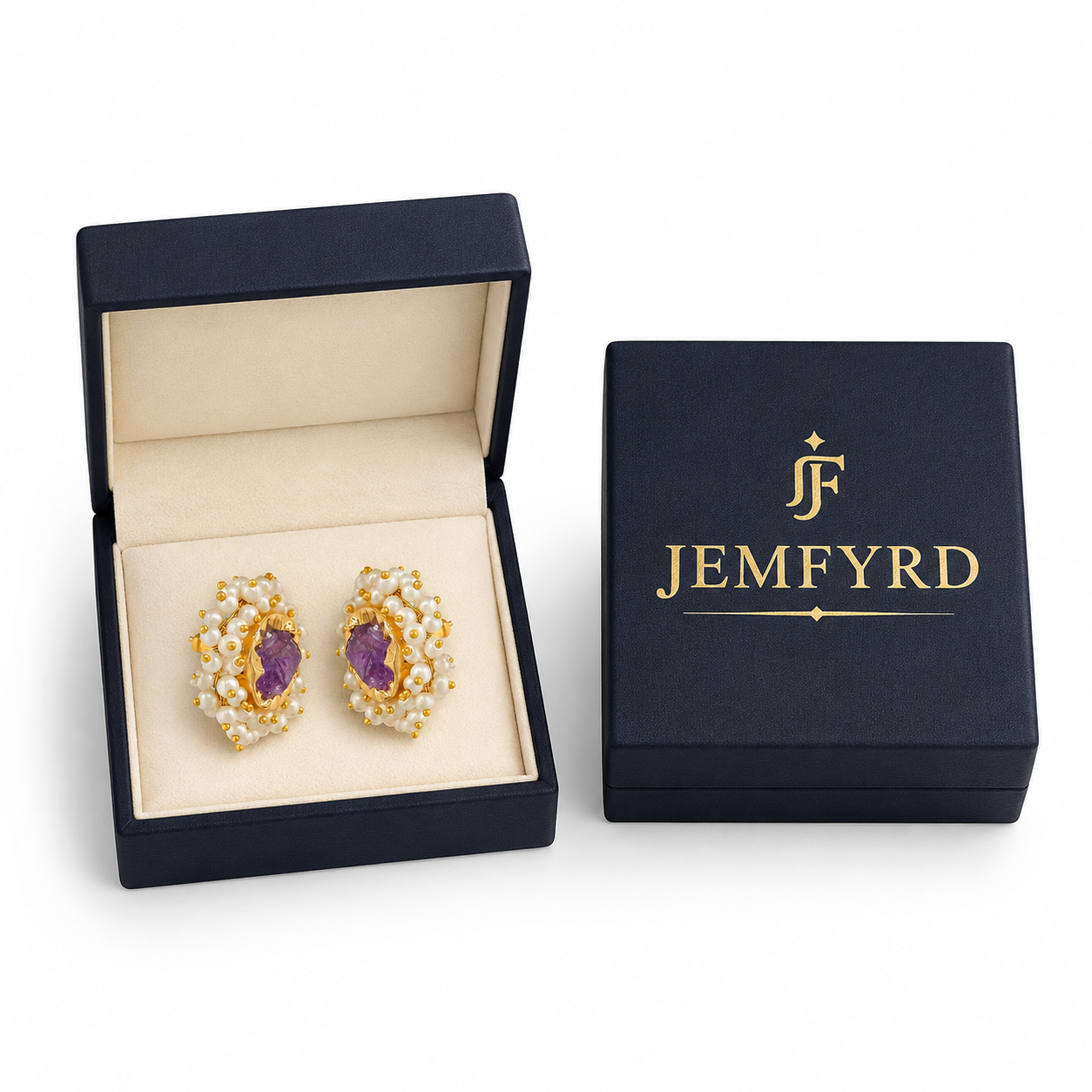Pearl Brass Flash Gold Plating Floral Stud Earring