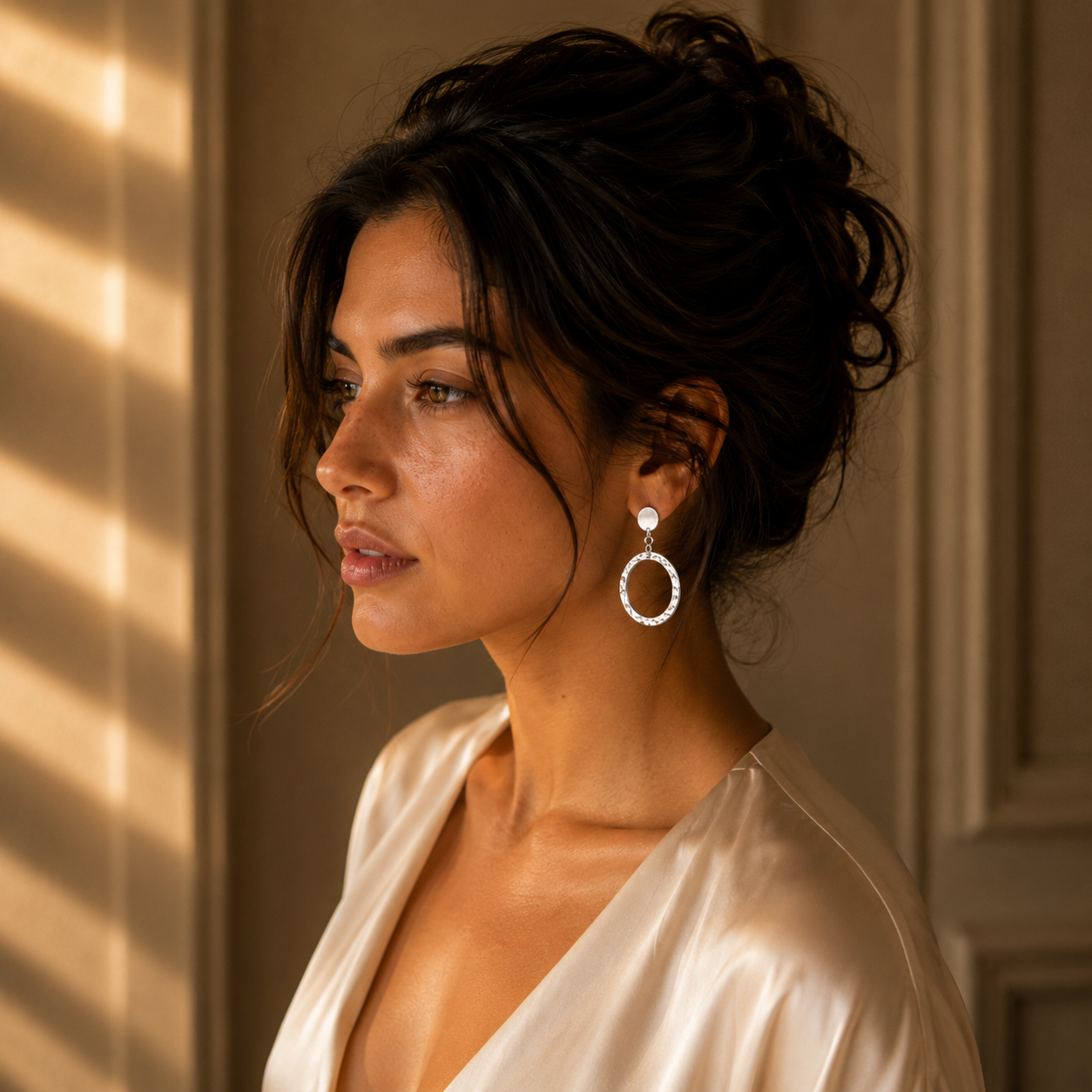 Silver Hoop Stud Earring