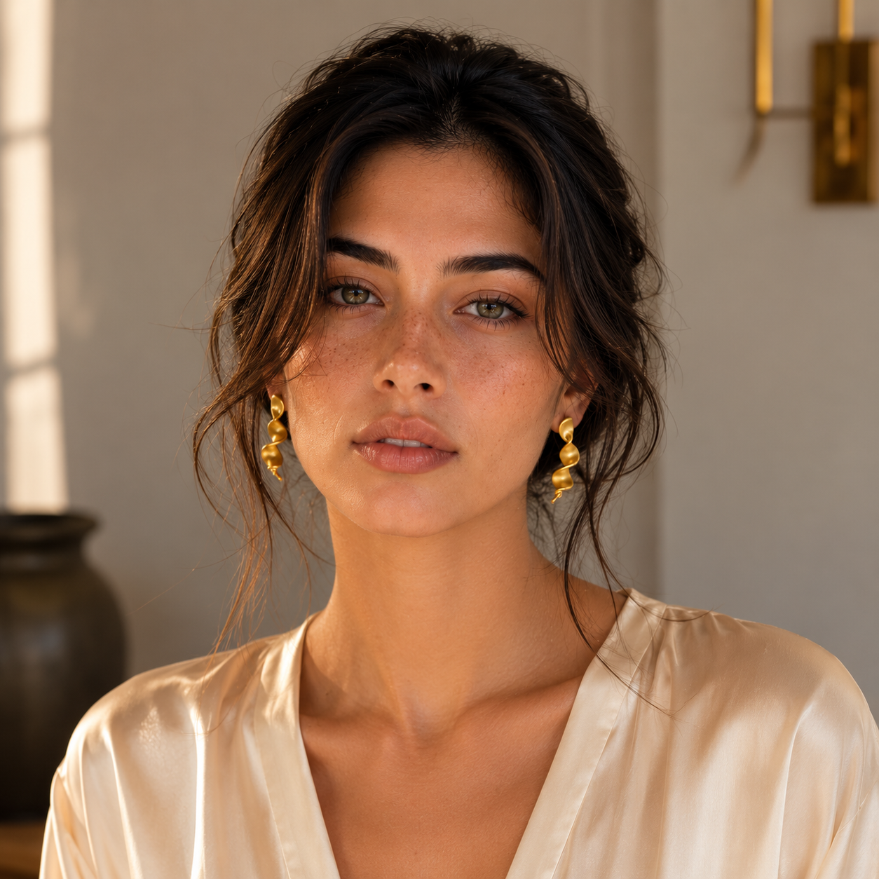 Twisted Brass Gold Plated Dangler Earring