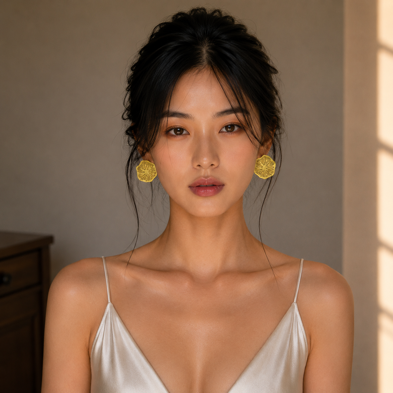 Lotus Leaf Gold Plated Stud Earring