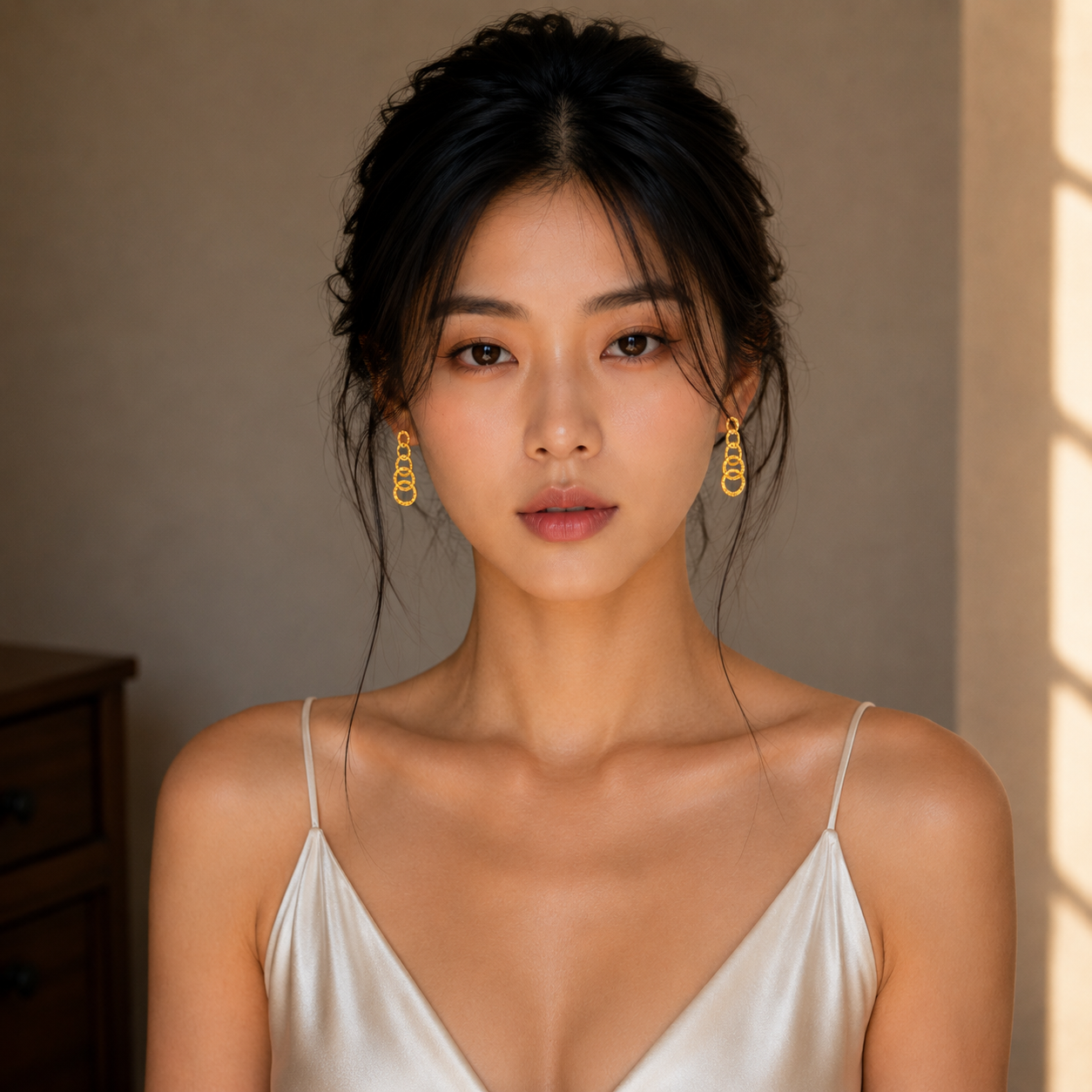 Hammered Gold Plated Round Stud Earring